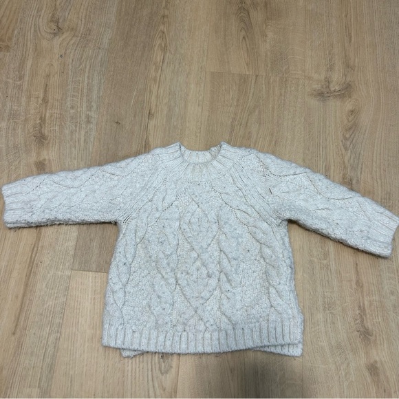 Zara Baby Knitwear Cream Ivory Cable Knit Crew Neck Sweater Size 9-12 Months - Picture 2 of 6
